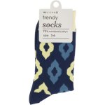 Clicks Trendy Socks Yellow & Navy Flower 3-6