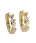 925 Sterling Silver Pack Crystal Heart Hoop Earrings For Young Girls - Gold