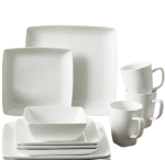 Large White Square Dinner Set- 16 Piece