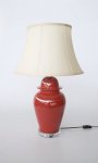Red Lamp Perspex Base Cream Shade 68CM