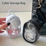 Portable MINI Transparent Zipper Storage Bag Multi-functional Storage Bag For Earphone And Charger Case With Keychain Transparen