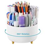 Hblife Pencil Pen Holder For Desk 5 Slots 360 Degree Rotating Desk Organizers And Accessories Desktop Storage Stationery Supplie
