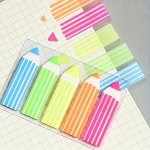 A Set Of Colorful Pencil-style Fluorescent Sticky Notes - 100 Index Label Stickers For Office And Daily Use