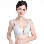 Breathable Lace Top & Middle Open Nursing Bra - Grey - C Cup