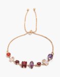 Goldair Gold Red & Purple Cubic Zirconia Mismatched Shaped Toggle Bracelet