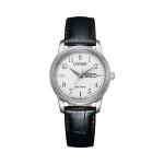 Eco-drive White Analog Black Leather