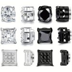 3PAIRS Fashion Stainless Steel Magnetic Stud Earrings For Men And Women