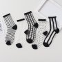 5 Pairssheer Socks Women Summer Thin Fishnet Transparent Mesh Lace Ankle Socks Casual Crew Socks