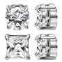 Newitin 2 Pairs Stainless Steel Magnetic Stud Earrings For Men Clip On Earring Magnetic Earring Unisex Non Piercing Cz Magnet Studs Diamond Earrings F