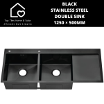 Black Stainless Steel Double Sink - 1250 500MM