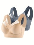 2PCS Wirefree Sports Bra Push-up High Elasticity High Support Runing Yoga Bra Women's Activewear