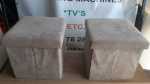 2 Suede Ottomans