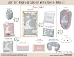 Cot Duvet Bedding Light Grey Moon And Cloud Set With A Touch Of Pink