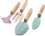 4 PC Kids Gardening Accessory Set Wooden Handles Beach Play Outdoor Toys