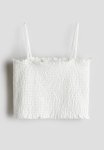 Smocked Strappy Top - White