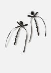 Mid Charm Earring-black Drop Ribbon Bow