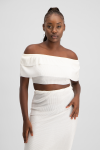Laura Plisse Off-shoulder Top - Ivory - M