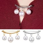 1 2PCS Faux Pearl Neck Tie Pin Buckle Waist Tightener Pendant Cute Metal Brooch Collar Cardigan Clip Invisible Brooch Jewelry
