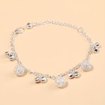 April Birthstone Bell And Filigree Ball Anklet For Women Silver Plated Synthetic Glass Charm Zinc Alloy Fashion Jewelry Elegant