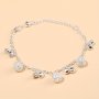April Birthstone Bell And Filigree Ball Anklet For Women Silver Plated Synthetic Glass Charm Zinc Alloy Fashion Jewelry Elegant And Sexy Style For Party