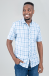 Check Short Sleeve Shirt - Airforce Blue - 3XL Blue