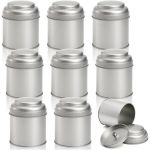 9 Pack Tea Tins Canister With Airtight Double Lids 8OZ Round Tin Can Box