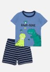 PoP Candy Printed Tee And Striped Short Set-blue