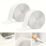Waterproof White Sealing Tape For Kitchen Sink Bathroom & Bathtub - Self-adhesive Pvc Edge Protector Strip 2.21CM-3.81CM Width