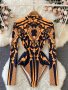 Graphic Print Mock Neck Bodysuit Vintage Long Sleeve One Piece Bodysuit Women's Clothing