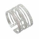 Multilayer Sparkling Rhinestone Cuff Bracelet For Women Crystal Bangle