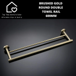 Brushed Gold Round Double Towel Rail - 600MM