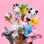 10 Pcs Story Telling Kids Puppets Cute Zoo Farm Animal Cartoon Finger Plush Toy Hand Dolls Random Color