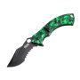 5" Folder With Black Blade And Green Scull Camo Handle