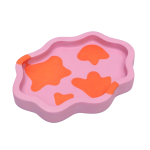 Eco-resin Cow Print Curvy Trinket Tray - Pink & Orange 21.5CM X 2CM X 11CM