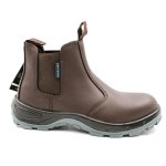 Grittgear Mangano S1 Genuine Smooth Leather Chocolate Chelsea Safety Boot