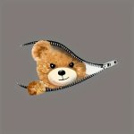 Cute Bear Zipper Heat Transfer Vinyl Decal - Diy Iron-on Patch For T-shirts Pillows & Apparel Crafting