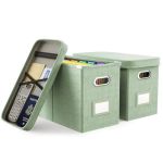 Oterri Hanging Filing File Box With Mesh Pocket File Organizer Box With Lid Collapsible Document Organizer Box For Letter Size E