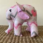 Ndlovu Handmade Elephant Soft Toy - Pink Zigzag - Small Or Medium - Small