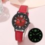 Women's Watch Casual Round Pointer Quartz Watch Gradient Dial Luminous Analog Pu Leather Wrist Watch