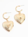 Goldair Gold Heart Locket Drop Earrings