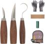 8 Piece Wood Whittling Kit Carbon Steel Wood Carving Tool Kit - Brown