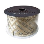 Ribbon 3.8X270CM Organza Base With Foilprint And Overlocked Borders. Ivory And Champagne