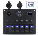 Switch Panel Marine Boat 12V 6 Gang Panel With Trip Switches