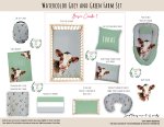 Cot Duvet Bedding Watercolor Grey And Green Farm Set