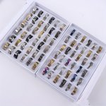 20PCS Assorted Varieties Fashion Classic Trendy Striped Rings Heart-shaped Hollow Stainless Steel Ring Simple Jewelry Party Gift