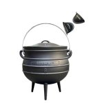 Minhaj – Cast Iron Potjie Pot Size 8 With 2 Silicone Gloves