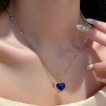 1PC Love Heart Pendant Necklace Sweet Fashion Temperature Color Changing Women's Elegant Temperament Versatile Daily Travel Wear