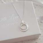 Chanel 925 Sterling Silver Cz Double Circle Necklace 11X13MM On 45CM Chain