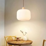 Oliver Wood And Fluted Opal Glass Pendant Light