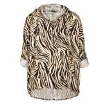 Zebra Tiger Print Hooded Top - Black L xl